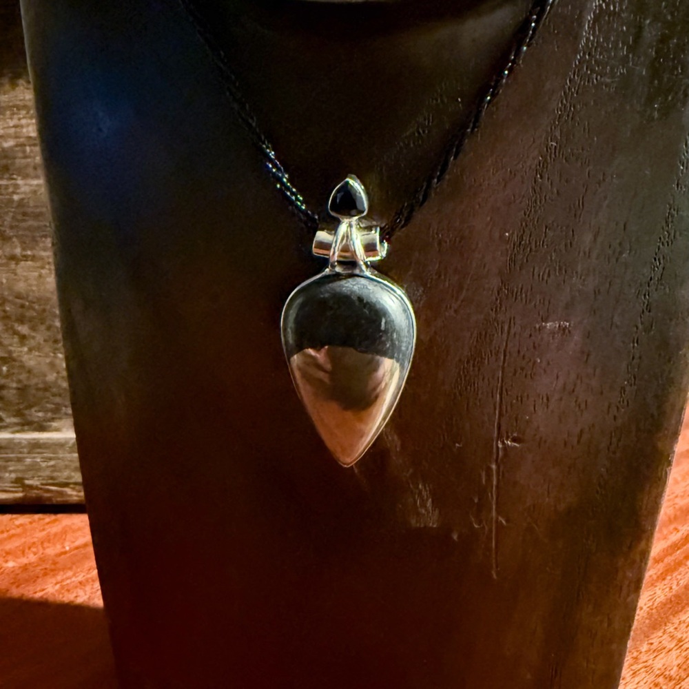 Hematite and Magnatite with Onyx Pendant .925 Sterling Silver